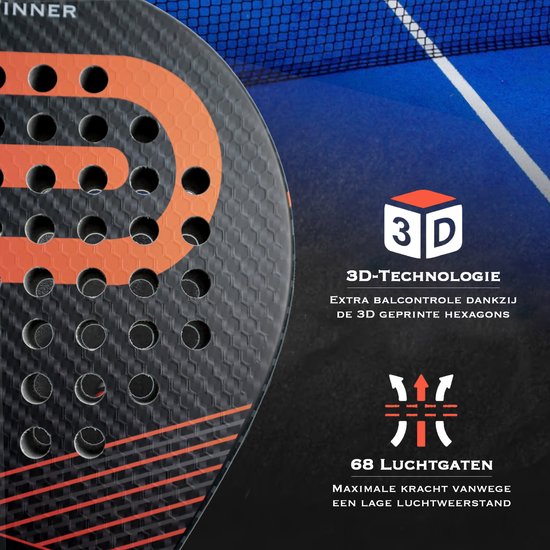 POWELL Padel Racket - Druppelvorm - 3K Carbon - incl. hoes