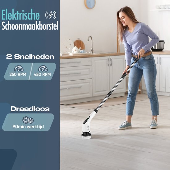 Spalax Elektrische Schoonmaakborstel - Schrobborstel - Poetsmachine - Schrobmachine - Schrobber met Steel