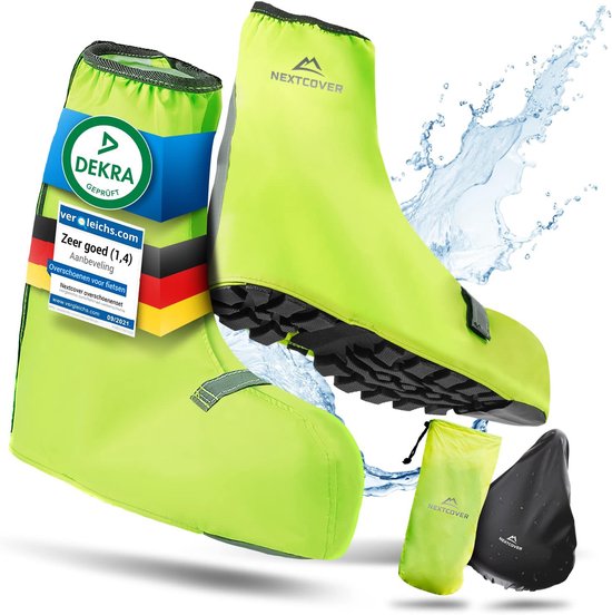 Nextcover® Overschoenen Waterdicht | 100% Waterdichte Regenschoenen Fiets | Reflecterende Schoenovertrek Herbruikbaar| Regenhoezen voor Schoenen | Overschoenen | Schoenbescherming | Fietsoverschoenen