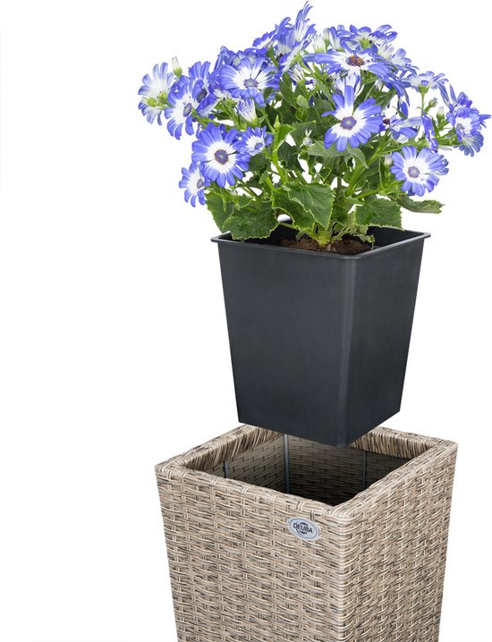 Casaria Bloempotten - Polyrattan Set van 3 Stuks - Crème