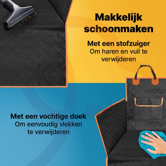 Jake en Jacky Hondendeken Auto Kofferbak - Autodeken Hond - Beschermhoes - Inclusief Opbergzak & Autoriem - Zwart/Oranje - 180x100 cm