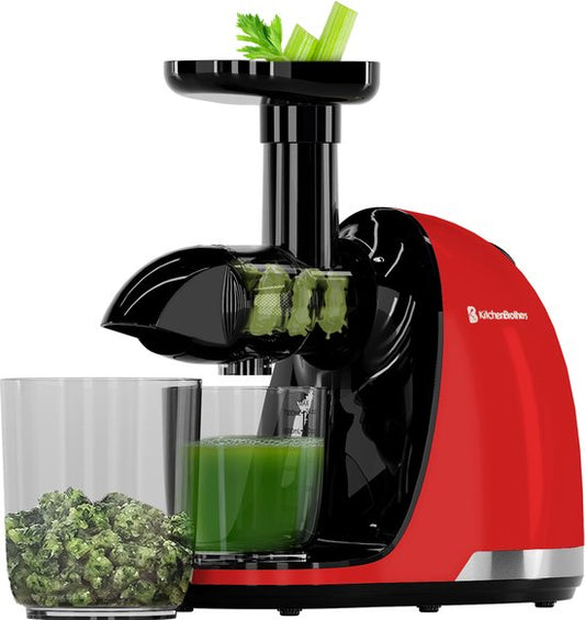 KitchenBrothers Slowjuicer - Juicer - Sapcentrifuge - Groenten en Fruitpers - 700ml - Met Pulpreservoir - Juice Maker - Rood