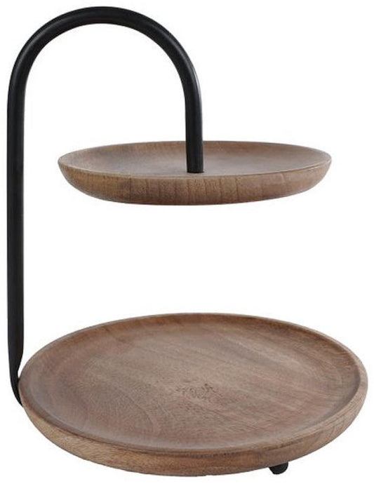 Van Manen etagere zwart mango metaal 21x22x25cm serveerschaal