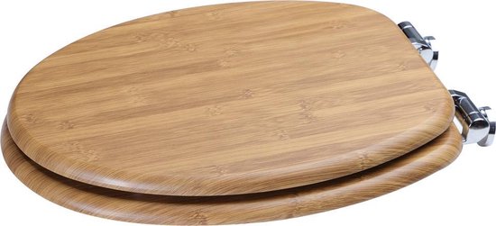 Casaria Wc-bril met Deksel Sluitingsmechanisme Toiletzitting MDF Bamboe