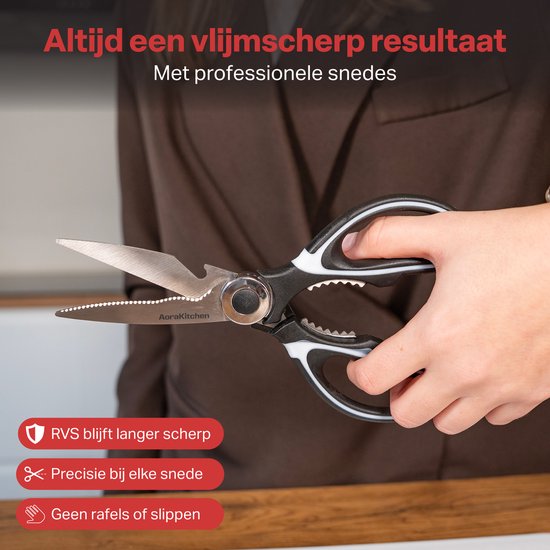 AoraKitchen Keukenschaar - Vleesschaar - RVS - Huishoudschaar - Wildschaar - Rechts & Linkshandige Schaar - Vaatwasserbestendig