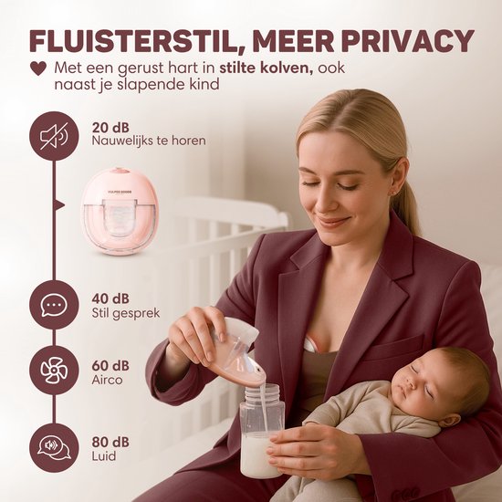 Vulpes Goods® BabyCare - Elektrische Borstkolf Elite - Handsfree Borstkolf - Dubbele Draadloze Borstkolf - Warmtecompressie - BPA-Vrij - App - Incl. Reiskoffer, Borstschildverkleiners, 60 Bewaarzakjes & Meer - Roze