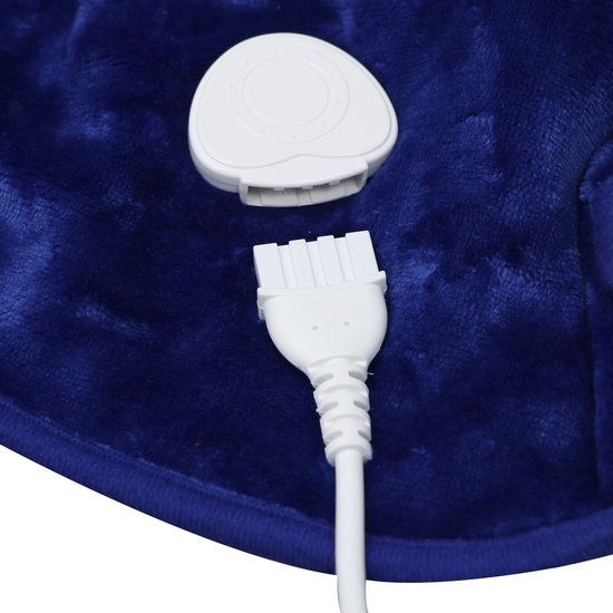 STAUS&BACH XXL Elektrische warmtekussen voor nek, schouder en rug - 93x73 cm - 3 Warmtestanden - Wasbare heating pad - Warmtekussen - Donker Blauw - WarmWrap