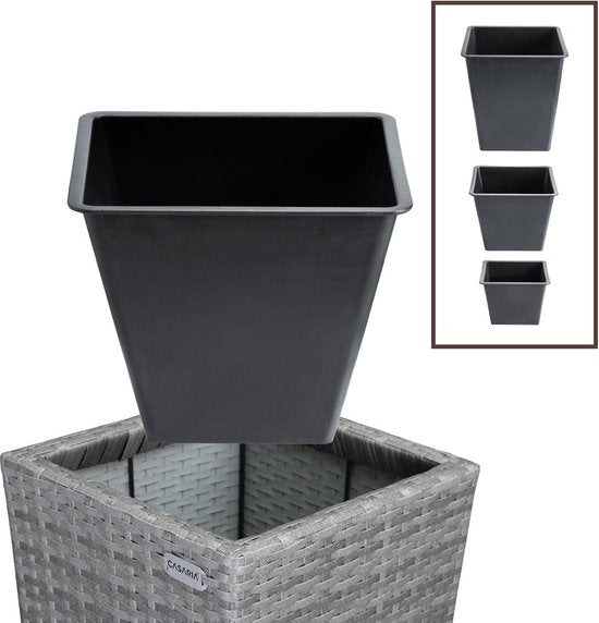 Casaria Bloempotten - 3 stuks - Polyrattan