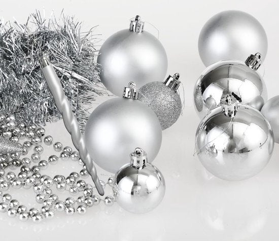 Casaria Kerstballen 77 Stuks - Zilver - diameter 5 cm