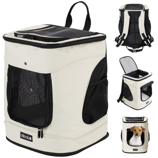 Cadoca Hondenrugzak tot 12kg - 31x30 x41cm Verstelbaar - Beige