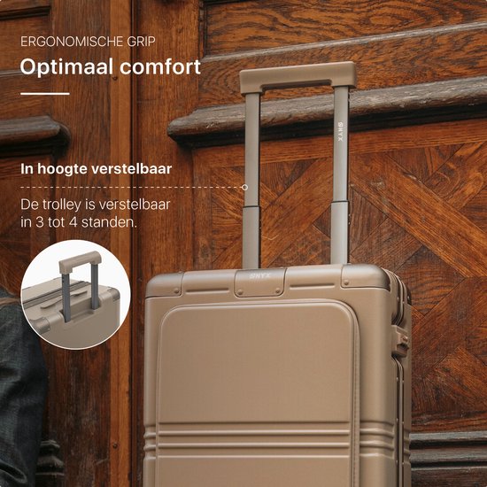 ONYX Hybrid Pro Handbagage Koffer met Voorvak 38 Liter - Gerecycled Polycarbonaat en Ritsloos Design - Reiskoffer met TSA slot en Spinner wielen - Lichtgewicht Trolley met Laptopvak - Desert Clay