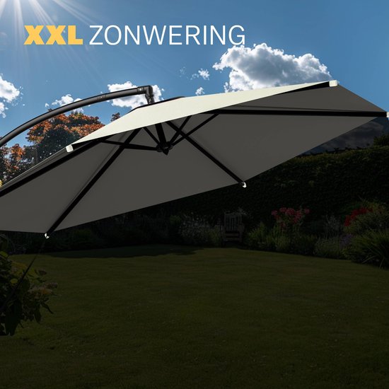 Zweefparasol Inklapbaar - Aluminium Ø330cm UV-bescherming 80+ - Beige