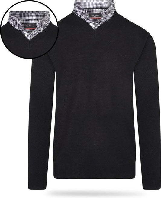 Pierre Cardin - Heren Sweaters Mock Pullover - Zwart - Maat XL