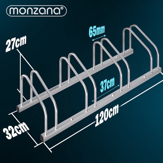 Monzana Fietsenrek 4 Fietsen - Bandbreedte 30-65mm - 37cm Wielafstand