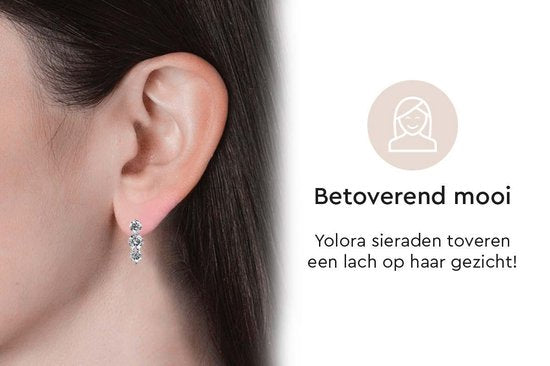 Yolora Dames Oorbellen met Kalpa Camaka Kristallen - Zilver kleurig - 18K Witgoud Verguld - Cadeauverpakking