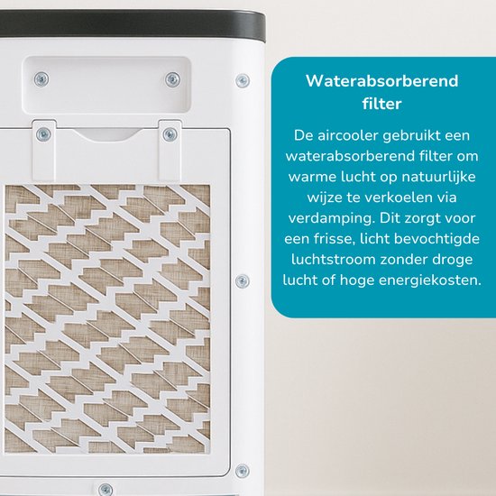 Lifetime Air Aircooler met Koelelementen - Ventilator, Luchtbevochtiger en Luchtkoeler - 55dB - Afstandsbediening en Timer - Watertank 4L - 22 x 24 x 53,5 cm