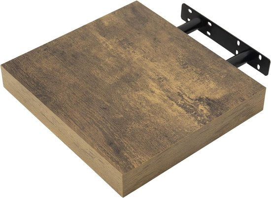 wandplank, vrij zwevend, wandplank, boekenplank, houten plank voor boeken, foto's, decoratie, 30 x 23 x 3,8 cm, vintage bruin