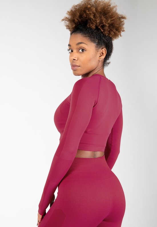 Gorilla Wear Hilton Naadloze Cropped Lange Mouwen - Fuchsia - XS/S
