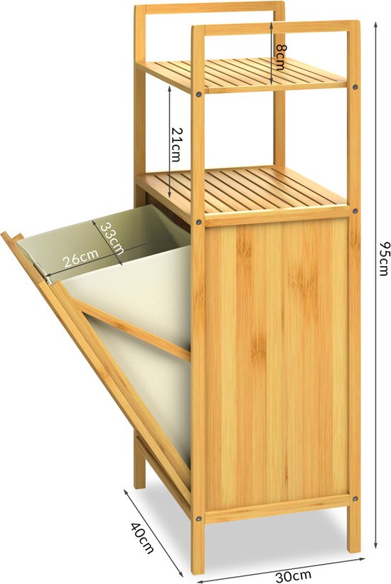 Casaria Badkamerrek - met Wasmand 43l 40x30x95cm - Bruin
