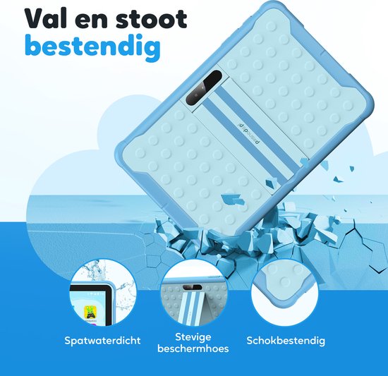 Spoused Kindertablet – 10.1 Inch – Kindertablet vanaf 3 jaar – 64GB – 4GB RAM– 6000 mAh Batterij - Incl. Beschermhoes & Ouder Control app – Blauw