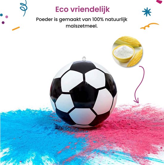 Partizzle Gender Reveal Voetbal - Met Roze & Blauwe Poeder - Babyshower Versiering - Boy or Girl Party - Alternatief Rookbom & Rookkanon - Plastic