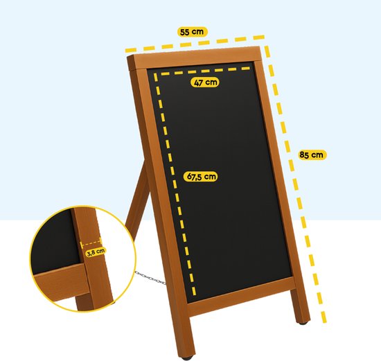 BRASQ Krijtstoepbord Mahonie - 55x 85 CM - Krijtbord - Reclamebord - Stoepbord - Enkelzijdig - voor Binnen en Buiten - Horeca