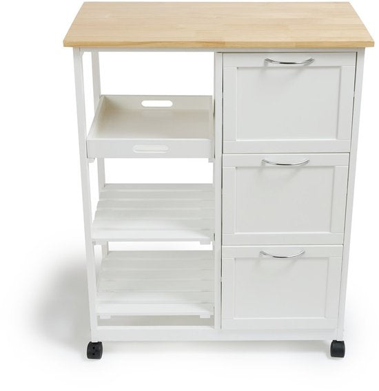 Lifa Living Keukentrolley Sophie - Wieltjes - Serveerwagen - Wit - 67x37x84(LxBxH)