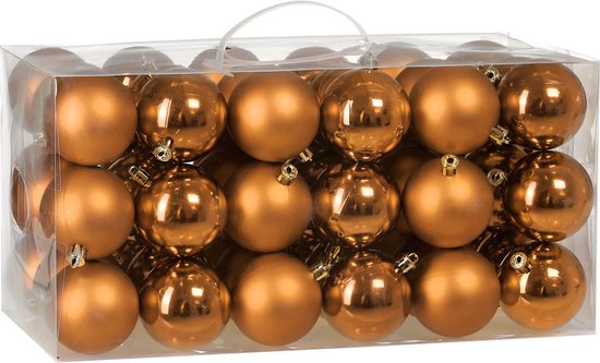 Casaria Kunststof Kerstballen 54 Set - Mat Glanzend Ø 3 4 6 cm Koper Bruin
