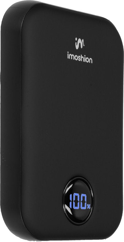 imoshion Powerbank 10000 mAh - Geschikt voor MagSafe - Snellader 22.5W - LED indicator - USB C & USB A - Draadloze Powerbank Geschikt voor iPhone 12/13/14/15/16 - Zwart