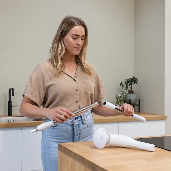 GoScrub® Cleaning King V2 - Elektrische Schoonmaakborstel – Elektrische Schrobber - Schrobborstel – voor badkamer of keuken – Schrobber Met Steel - 9 opzetstukken