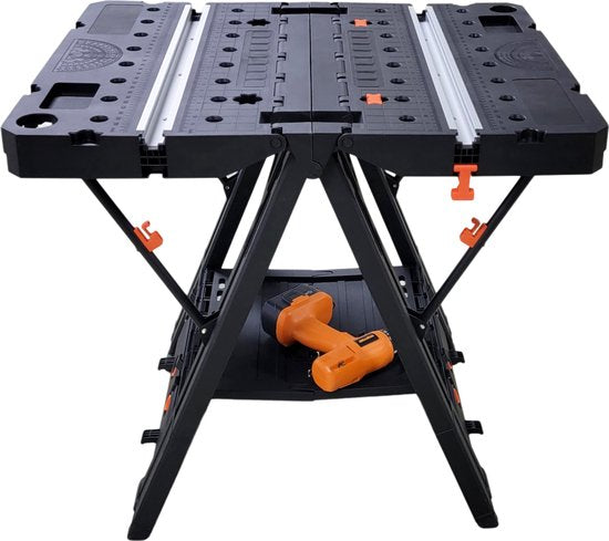 Aldorr Professionele Vouwbare Werkbank - Verstelbare Werktafel met 450 kg Draagkracht - Robuuste en Stabiele Constructie - Compact en Lichtgewicht - Ideaal voor Zagen, Boren en Diverse Kluswerkzaamheden