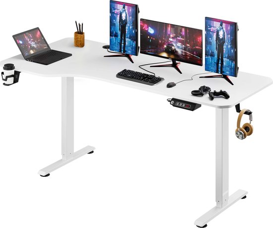 Casaria Zit Sta Bureau – Hoogte Verstelbaar Elektrisch - 160x75cm Wit