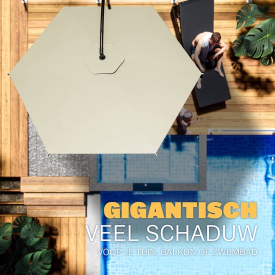 Zweefparasol Inklapbaar - Aluminium Ø330cm UV-bescherming 80+ - Beige