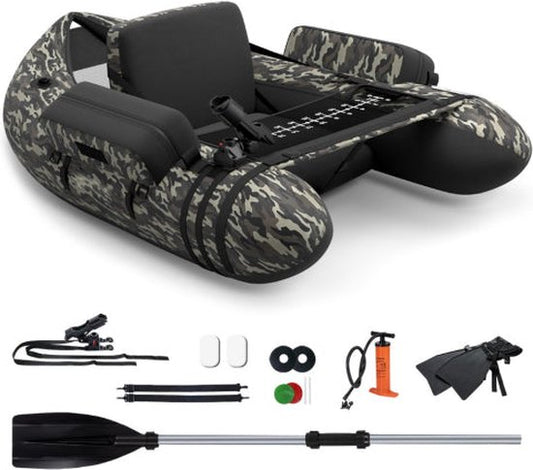 Coast Opblaasbare Vissersboot - Verstelbare Hengelhouder & Rugleuning - 2 Haakhouders - 135 x 109 x 54 cm - Camouflage