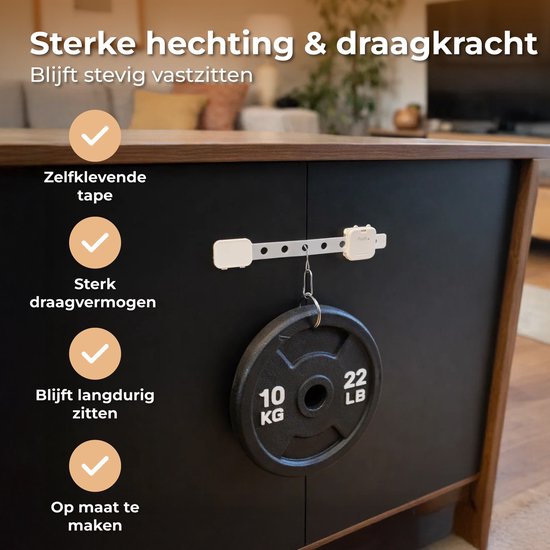 Nuvance Kinderslot Kastjes - 6 Stuks - Kinderbeveiliging voor Kasten - Kastbeveiliging voor Kinderen - Babyproof - Wit