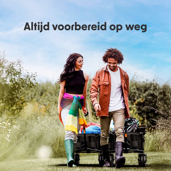 LifeGoods Bolderkar - Opvouwbaar - 100KG - 135L - Inklapbare Bolderwagen Met Afneembare Wielen - Beschermhoes - Zwart