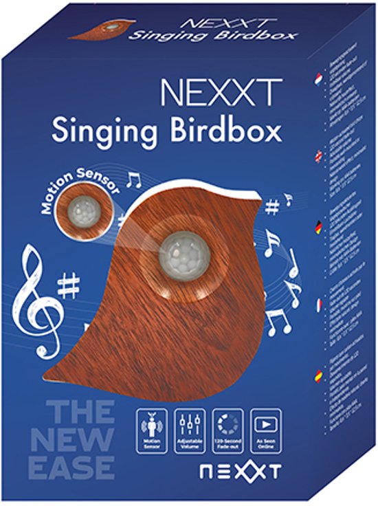 Nexxt Vogelgeluiden Vogel met Sensor voor op Toilet - Aanpasbaar Volume - WC - Bewegingsmelder - 10,2 x 3,5 x 8,6 cm - 90 g - Kastje - Bird Box - Donker Bruin