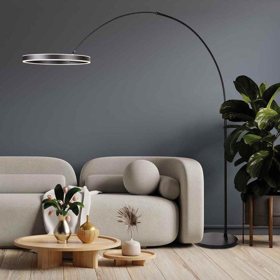 Steinhauer - vloerlamp - Ringlux - zwart - metaal - booglamp - LED - 4130ZW