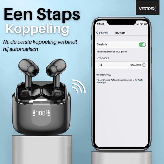 Vertrex Sounds Pro-3 Bluetooth Oordopjes met Noise Cancelling - Oortjes Draadloos - Draadloze Oordopjes