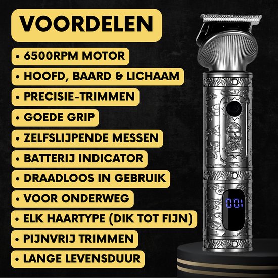 6-in-1 Baardtrimmer Mannen – Bodygroomer – Incl. 6 Opzetstukken – Neus & Oor – Multigroomer