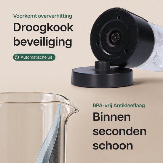 Kitchify Glazen Melkopschuimer - Elektrische melkopschuimer - Met schenktuit - 4 in 1 - Milk Frother - Zwart