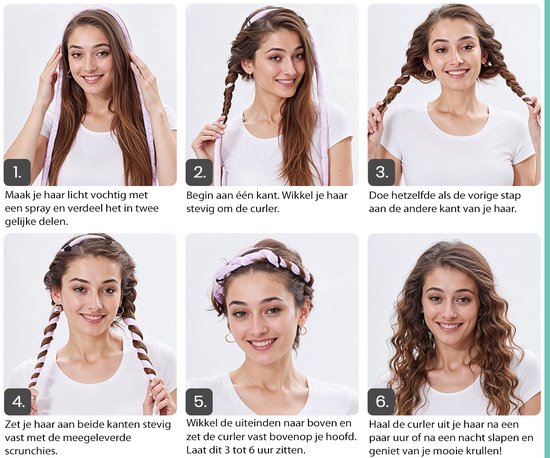 Loti Living Heatless Curls Set – Roze – Hittevrije Krullen zonder Beschadiging – Haarrollers – Haarkruller – Krullen zonder hitte – Inclusief 2 Scrunchies