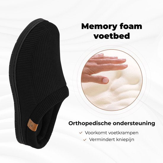 Pantoffels Heren - Sloffen - Maat 44/45 - Zwart - Corduroy - Anti-slip - Comfeet