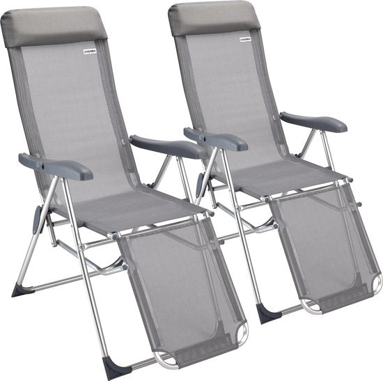 Casaria Aluminium Tuinstoel - 2 Stuks Verstelbaar - Grijs