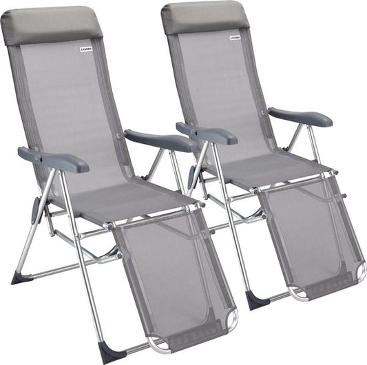 Casaria Aluminium Tuinstoel - 2 Stuks Verstelbaar - Grijs