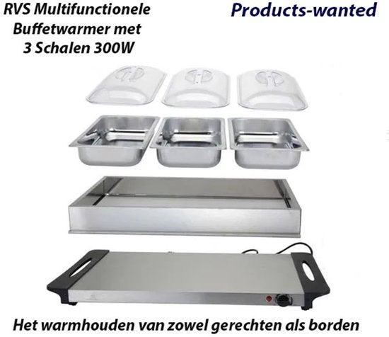 Excellent Electrics - Elektrische 2 in 1 RVS Buffetwarmer (300W)