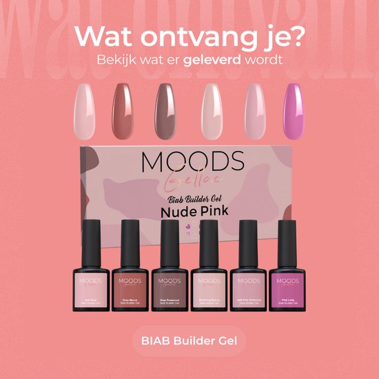 Moods Gellac BIAB - Builder in een Fles – BIAB Nagel Builder Gel - Nude Pink - HEMA & TPO Vrij