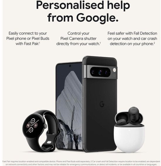Google Pixel Watch 2 – Zilverkleurige kast – Blauw sportbandje – GPS – 5ATM – Fitbit functies – 24u batterij – AMOLED scherm
