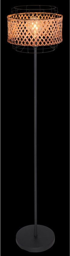 Vloerlamp GINA Metaal 151.0cm Matt zwart | Bamboe E27 1-Lichts