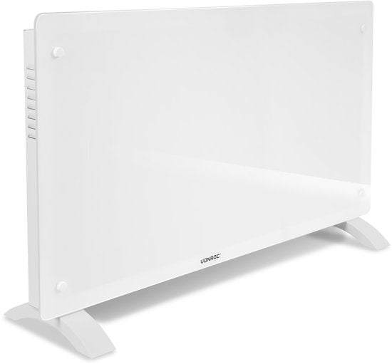 VONROC Luxe elektrische kachel - Convectorkachel - glazen paneel – 1250W/2500W - Verwarmt ruimtes tot 30m2 - Bediening app (via Wifi) als handmatig – Wit